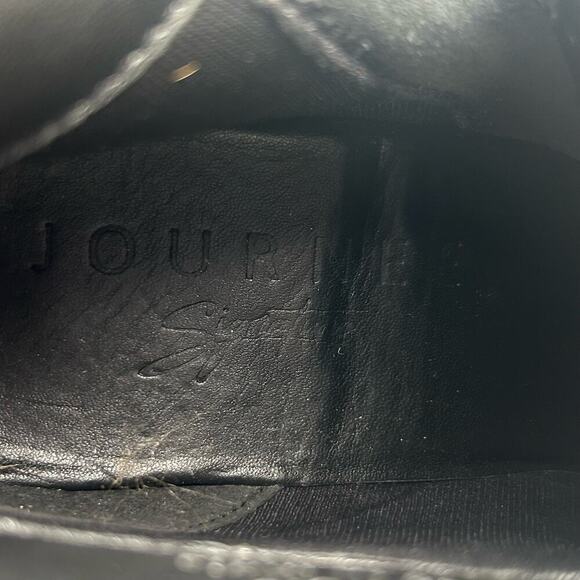 Journee Signature Boots Womens 5.5 Black Leather Shalece Ankle Leopard Print NEW - Picture 9 of 10